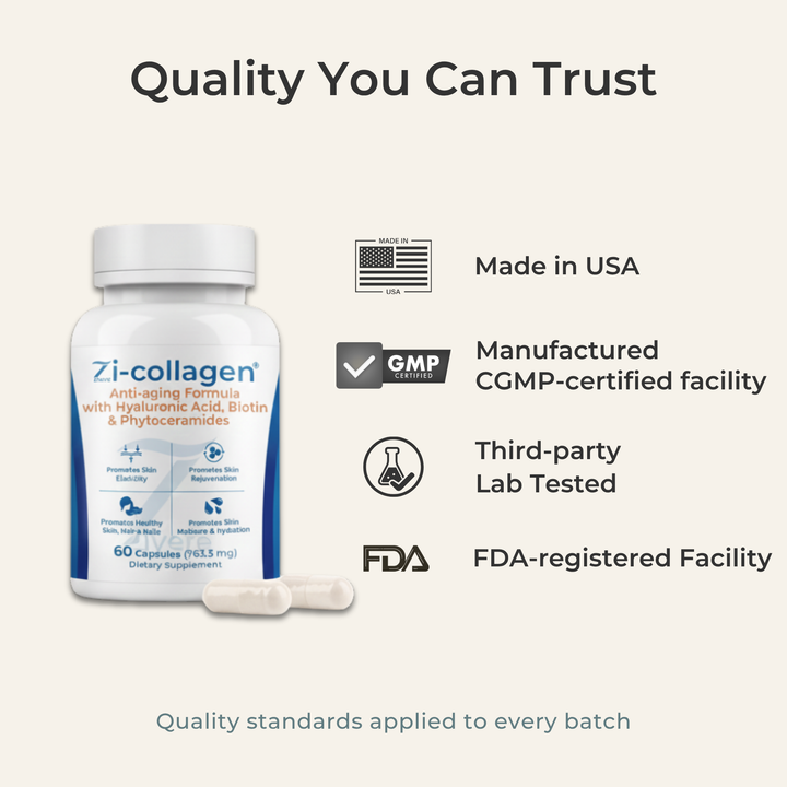 Zi-Collagen made in the USA in a GMP-certified facility with quality ingredients